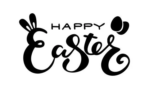 Cute Happy Easter lettering quote with bunny ears Stock Illustration