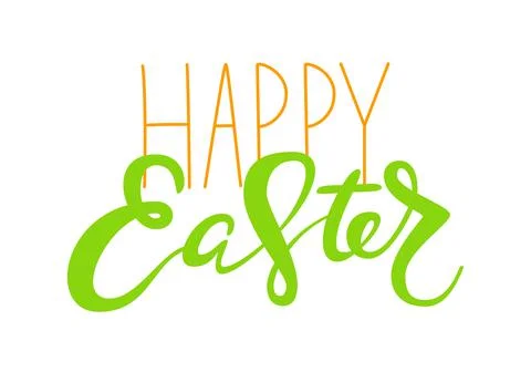 Cute Happy Easter lettering quote with bunny ears Stock Illustration