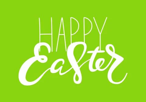 Cute Happy Easter lettering quote with bunny ears Stock Illustration