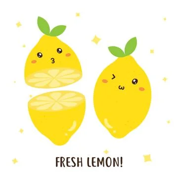 Cute happy fresh lemons vector design Stock Illustration