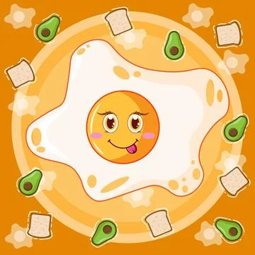 Cute happy fried egg. Vector cartoon character illustration. Stock Illustration