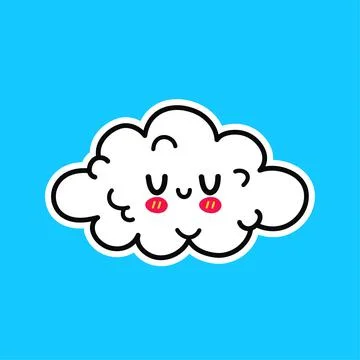 Cute happy funny cloud. Vector hand drawn cartoon kawaii character illustration 스톡 일러스트