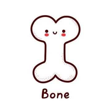 Cute happy funny human bone organ character. Vector flat line cartoon kawaii Stock Illustration