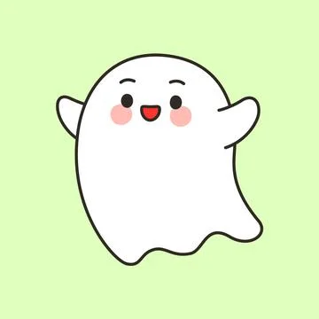 Cute happy ghost with open arms Stock Illustration