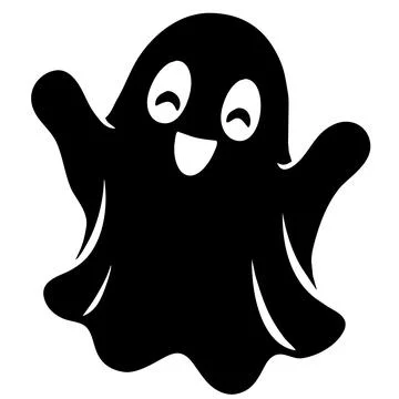 Cute Happy Halloween Ghost Black Silhouette Illustration Stock Illustration