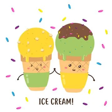 Cute happy ice cream vector design Stock Illustration