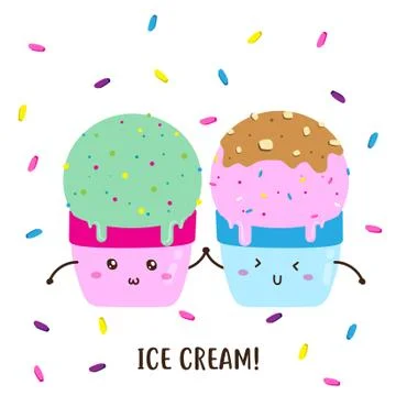 Cute happy ice cream vector design Stock Illustration