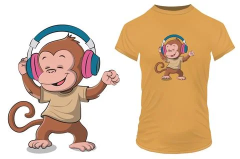 Cute happy monkey dancing. Vector illustration clip art Stock-Illustration