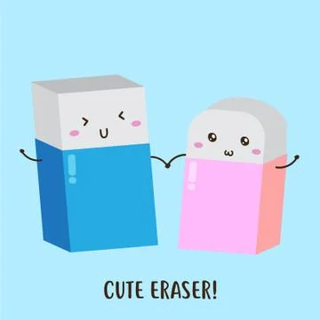 Cute happy pencil eraser vector design Stock Illustration