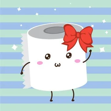 Cute happy roll tissue with red ribbon vector design Stock Illustration