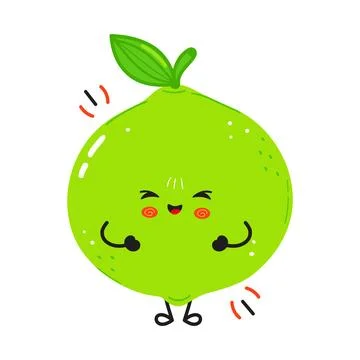 Cute happy smiling lime fruit character cartoon Stock Illustration