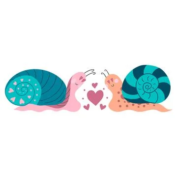 Cute happy snail character in a flat cartoon style Stock Illustration