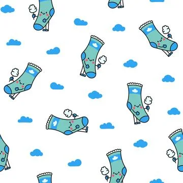Cute happy sock. Seamless pattern. Illustrazione stock