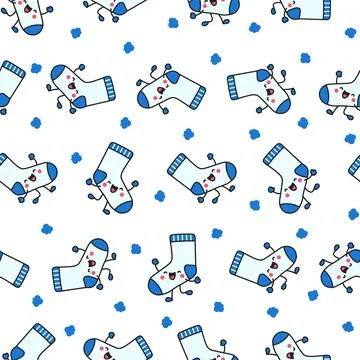 Cute happy sock. Seamless pattern. Illustrazione stock