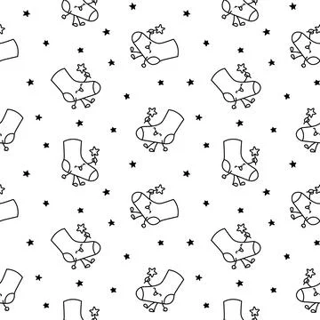 Cute happy sock. Seamless pattern. Coloring Page. 스톡 일러스트