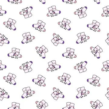Cute happy sock. Seamless pattern. Stock Illustration