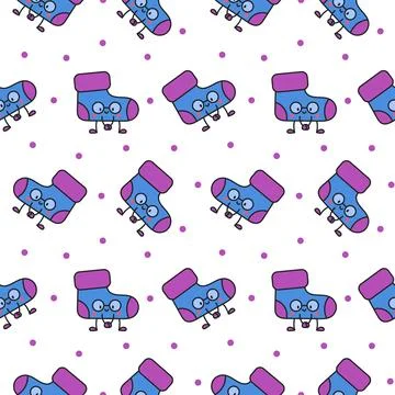Cute happy sock. Seamless pattern. Illustrazione stock