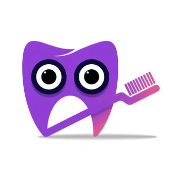 Cute happy tooth with toothbrush. Stock Illustration