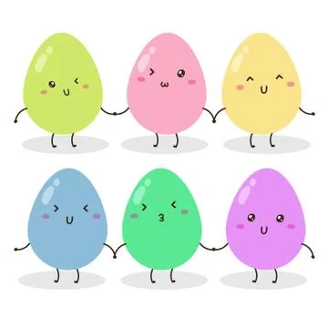 Cute happy various color easter eggs characters vector design Illustrazione stock