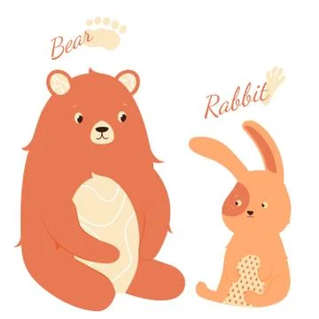 Cute hare and bear Ilustração Stock