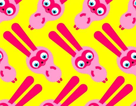Cute Hare baby pattern seamless. Cartoon rabbit child background. kawaii bunn Illustrazione stock