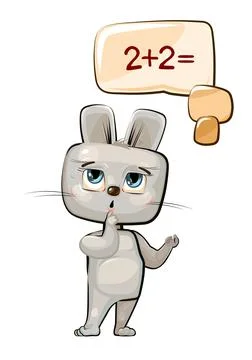 Cute Hare baby is trying to count. Studying numbers and counting. Funny anima Stock Illustration
