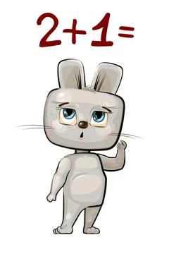 Cute Hare baby is trying to count. Can not. Studying numbers and counting. Fu Stock Illustration