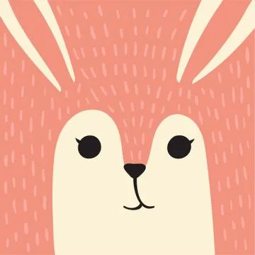 Cute hare cartoon animal Easter bunny portrait Stock Illustration
