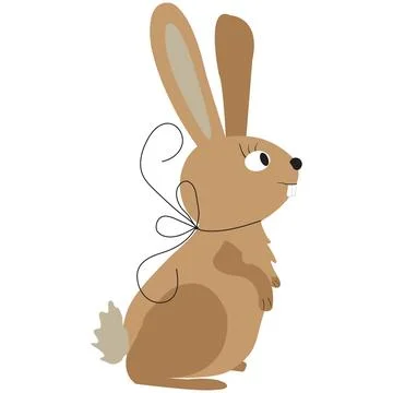 Cute hare icon with a bow Stock Illustration
