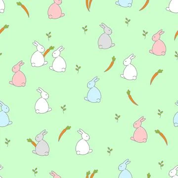 Cute hare pattern seamless. pretty rabbit background. Baby fabric texture Illustrazione stock
