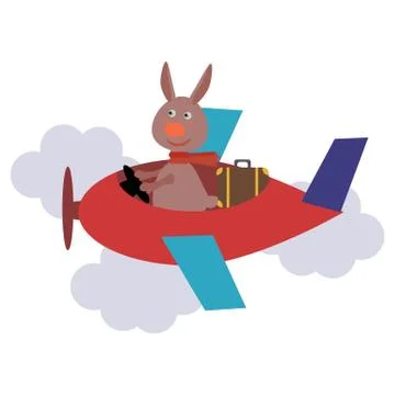 Cute hare with scarf on transport. Vector Stock Illustration