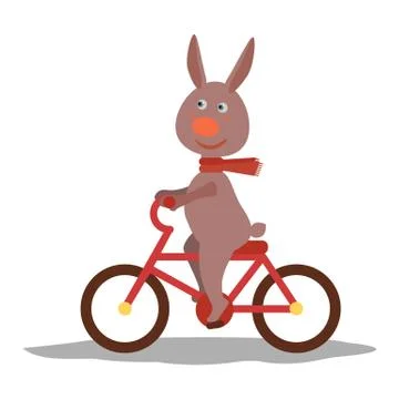 Cute hare with scarf on transport. Vector Stock Illustration