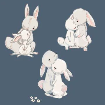 Cute hares collection Stock Illustration