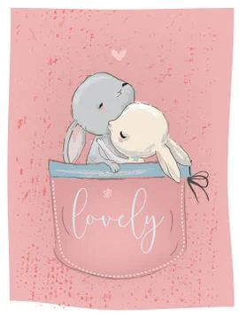 Cute hares couple Stock Illustration