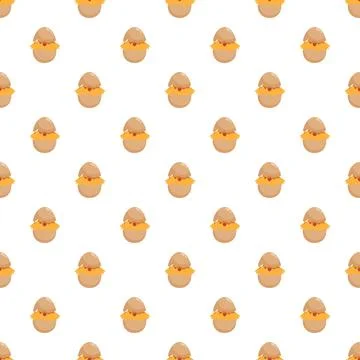 Cute hatching chick egg cartoon seamless pattern イラスト素材