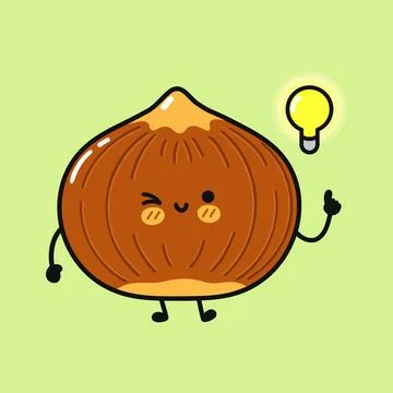 Cute hazelnut character having a great idea Stockillustratie