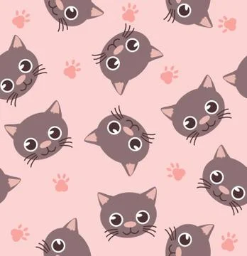 Cute head cat seamless Pattern Stock Illustration