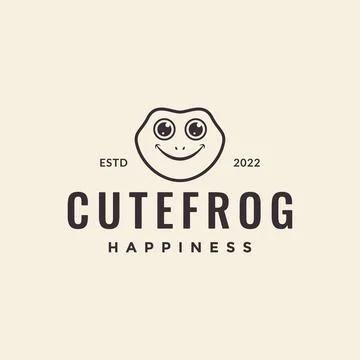 Cute head frog smile lines logo design vector graphic symbol icon illustrat.. Illustrazione stock