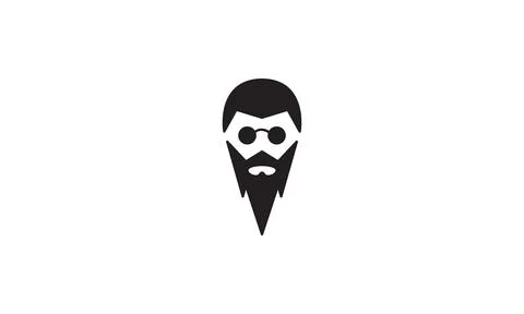 Cute head man long beard logo vector symbol icon design illustration Illustrazione stock