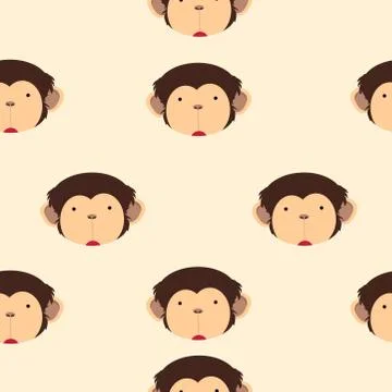 Cute head monkey cartoon Seamless pattern 库存插图
