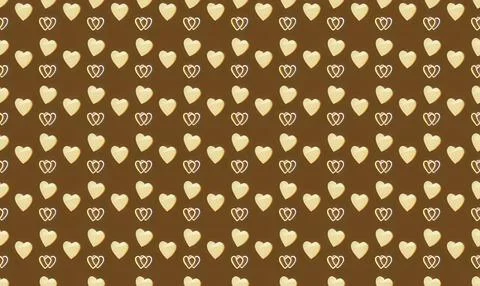 Cute heart and diamond pattern on brown background Stock Illustration
