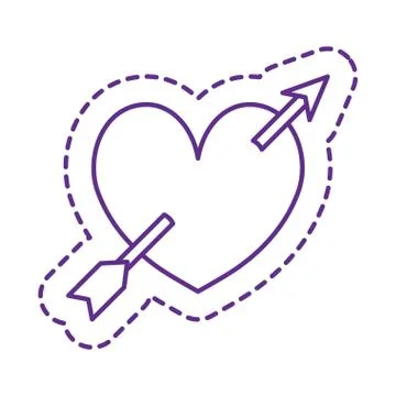 Cute heart with arrow patch line style icon vector design Illustrazione stock