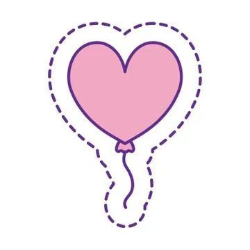 Cute heart balloon patch line and fill style icon vector design 스톡 일러스트