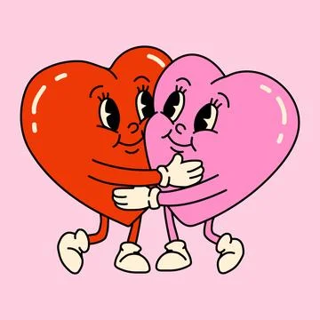 Cute heart characters hugging each other in love Stock-Illustration