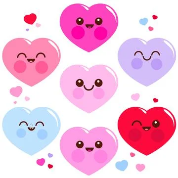 Cute heart characters. Vector illustration Stock Illustration