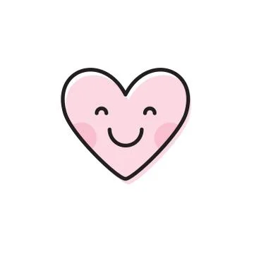 Cute heart emoji. Smiling face icon Stock Illustration