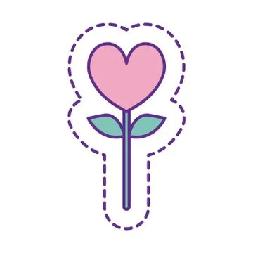 Cute heart flower patch line and fill style icon vector design Illustrazione stock