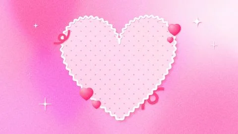 Cute Heart Frame Wallpaper with Deep Pink Gradient Stock Illustration