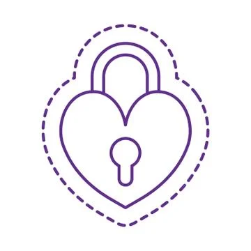 Cute heart padlock patch line style icon vector design 스톡 일러스트