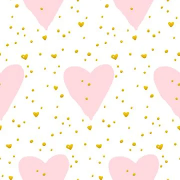 Cute Heart Paint Seamless Pattern Stock Illustration